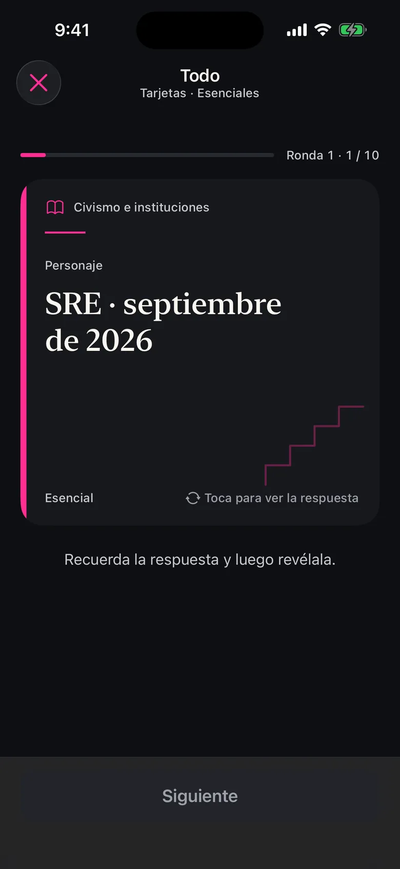Una tarjeta de Mexico Ready con una pista corta al frente